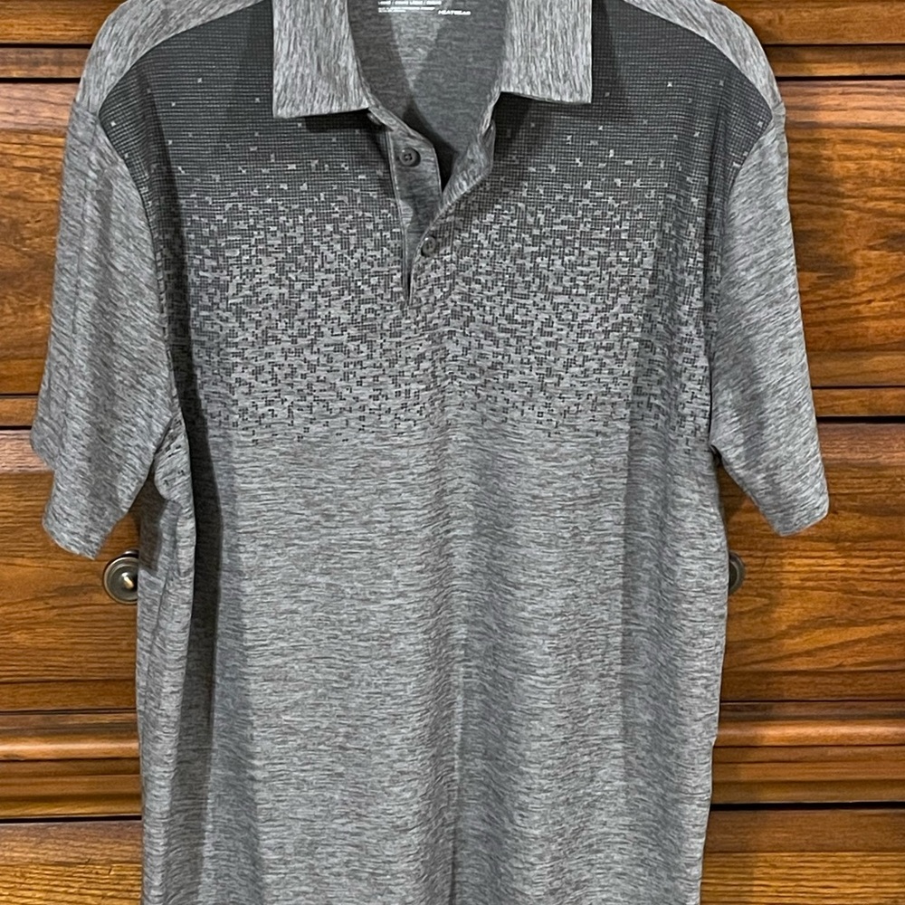 Under Armour Men's Gray Heathered Polo with Subtle Chest Pattern